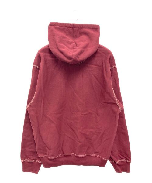 stussy（ステューシー）stussy (ステューシー) Contrast Stitch Label Hoodie レッド サイズ:Mの古着・服飾アイテム