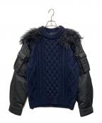 PRADAプラダ）の古着「袖切替ケーブルニット」｜ネイビー