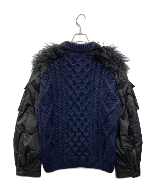 PRADA（プラダ）PRADA (プラダ) 袖切替ケーブルニット ネイビー サイズ:SIZE 46の古着・服飾アイテム