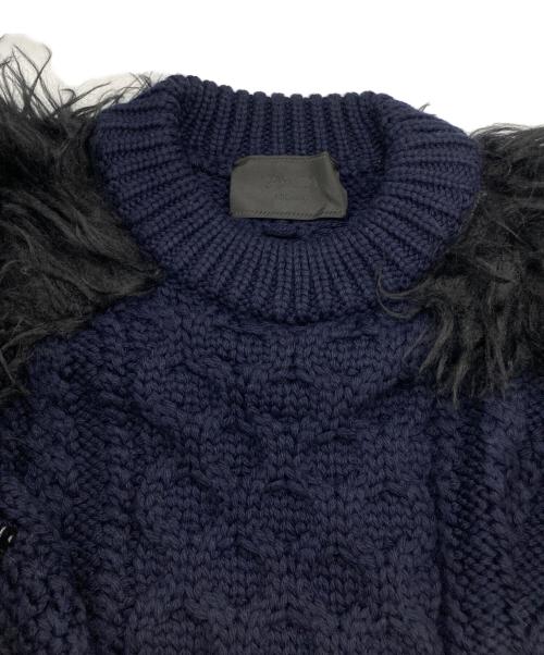 PRADA（プラダ）PRADA (プラダ) 袖切替ケーブルニット ネイビー サイズ:SIZE 46の古着・服飾アイテム