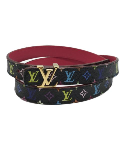 LOUIS VUITTON（ルイ ヴィトン）LOUIS VUITTON (ルイ ヴィトン) サンチュール・LVイニシャルベルト ブラック×ピンク サイズ:85/34の古着・服飾アイテム