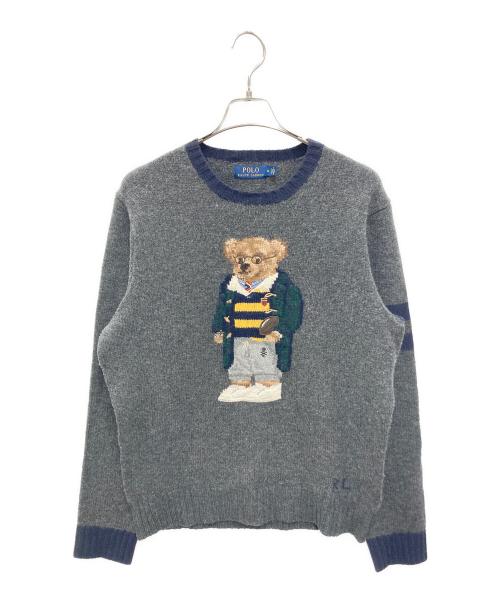 POLO RALPH LAUREN（ポロ・ラルフローレン）POLO RALPH LAUREN (ポロ・ラルフローレン) ウールカシミヤポロベアニット グレー サイズ:Mの古着・服飾アイテム