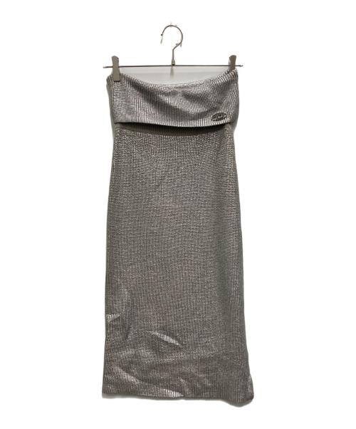 DIESEL（ディーゼル）DIESEL (ディーゼル) M-ADHUETTEニットスカート シルバー サイズ:XSの古着・服飾アイテム
