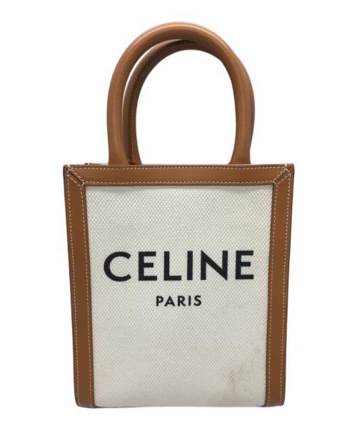 CELINE（セリーヌ）CELINE (セリーヌ) ミニバーティカルカバ ホワイト×ブラウンの古着・服飾アイテム