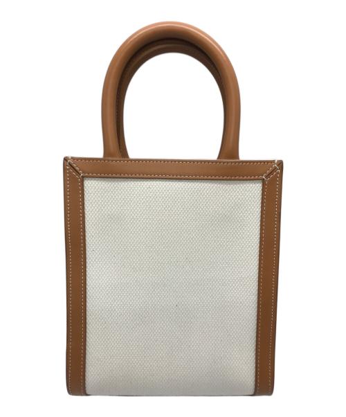 CELINE（セリーヌ）CELINE (セリーヌ) ミニバーティカルカバ ホワイト×ブラウンの古着・服飾アイテム