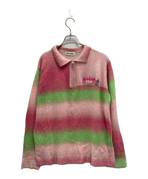 TTT MSW（ティー）TTT MSW (ティー) Kasuri Knit polo ピンク サイズ:Lの古着・服飾アイテム