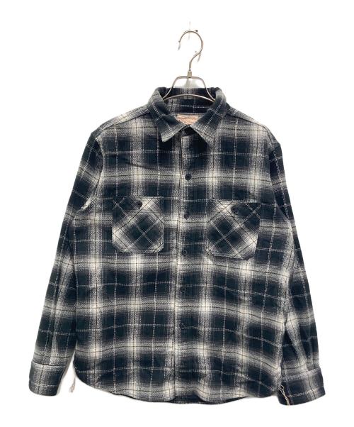 BONCOURA（ボンクラ）BONCOURA (ボンクラ) ネルワークシャツ オンブレチェック ブラック×ホワイト サイズ:SIZE 36の古着・服飾アイテム