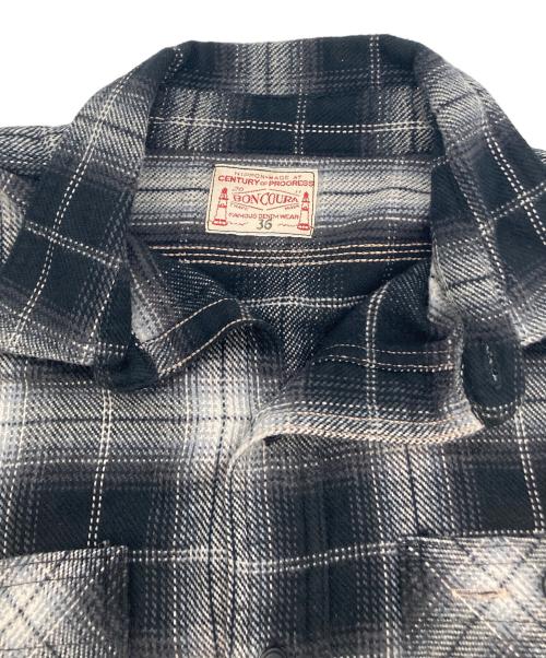 BONCOURA（ボンクラ）BONCOURA (ボンクラ) ネルワークシャツ オンブレチェック ブラック×ホワイト サイズ:SIZE 36の古着・服飾アイテム