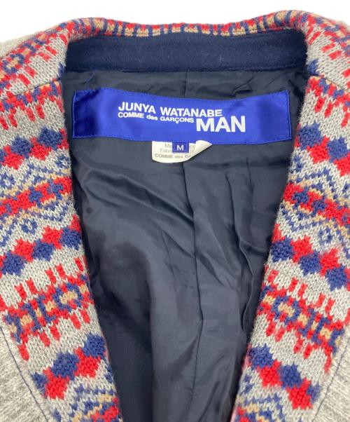 JUNYA WATANABE COMME des GARCONS（ジュンヤワタナベ コムデギャルソン）JUNYA WATANABE COMME des GARCONS ((ジュンヤワタナベ コムデギャルソン) ニットテーラードジャケット グレー×レッド サイズ:Mの古着・服飾アイテム