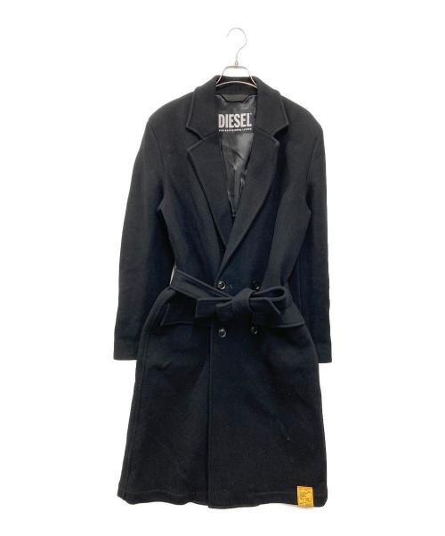 DIESEL（ディーゼル）DIESEL (ディーゼル) 袖切替チェスターコート ブラック サイズ:Mの古着・服飾アイテム