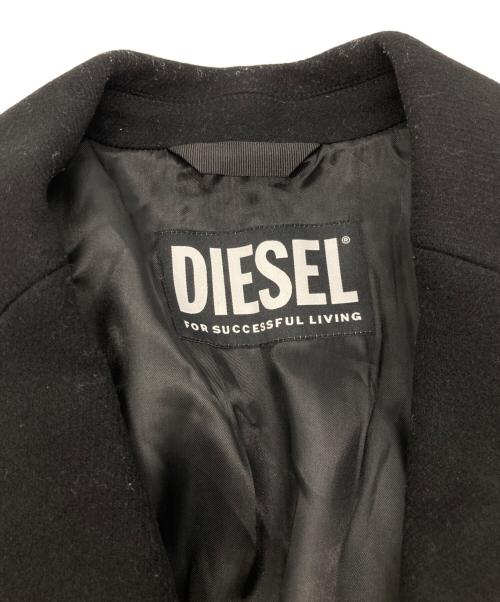 DIESEL（ディーゼル）DIESEL (ディーゼル) 袖切替チェスターコート ブラック サイズ:Mの古着・服飾アイテム