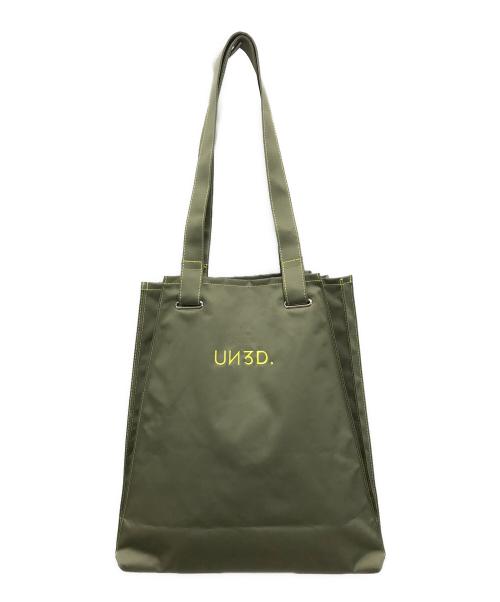 UN3D.（アンスリード）UN3D. (アンスリード) POINT COLOR PLEATS TOTE グリーンの古着・服飾アイテム