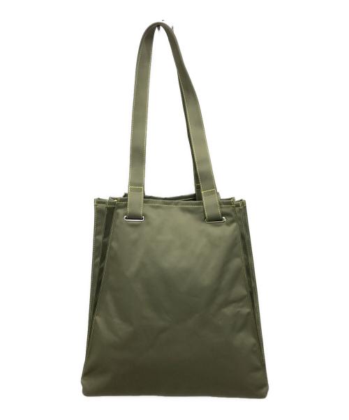 UN3D.（アンスリード）UN3D. (アンスリード) POINT COLOR PLEATS TOTE グリーンの古着・服飾アイテム