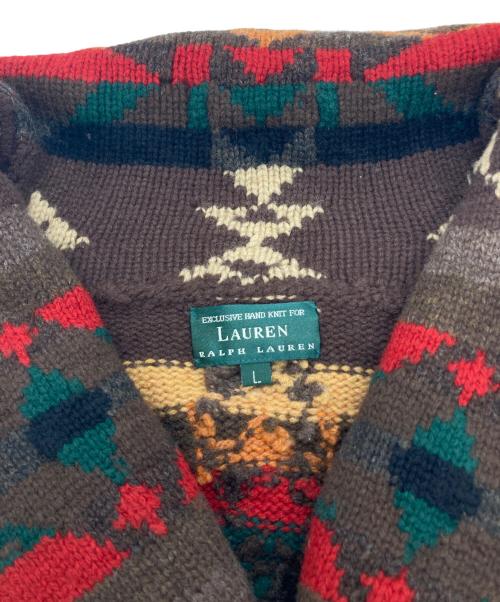 LAUREN RALPH LAUREN（ローレンラルフローレン）LAUREN RALPH LAUREN (ローレンラルフローレン) ［古着］ネイティブ柄 コンチョボタンカーディガン ブラウン サイズ:Lの古着・服飾アイテム