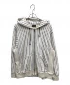 COTTON PANコットンパン）の古着「ストライプジップパーカー」｜グレー