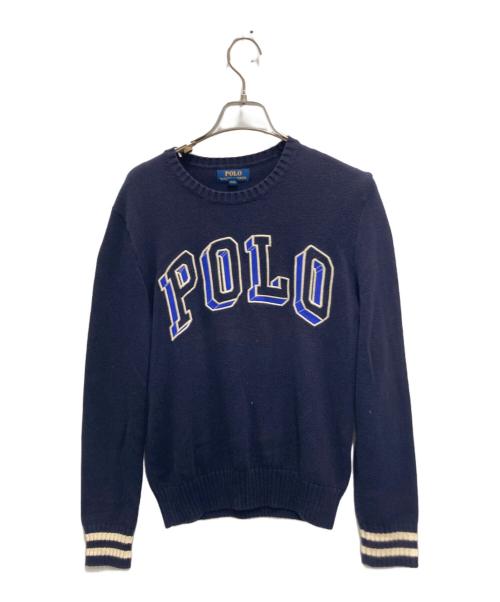 POLO RALPH LAUREN（ポロ・ラルフローレン）POLO RALPH LAUREN (ポロ・ラルフローレン) ロゴクルーネックニット ネイビー サイズ:Lの古着・服飾アイテム