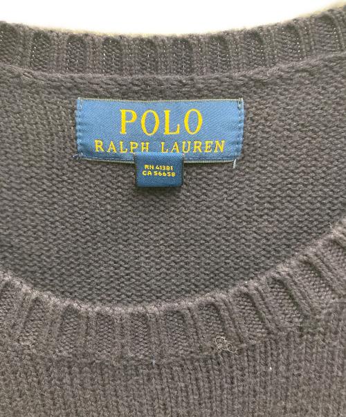 POLO RALPH LAUREN（ポロ・ラルフローレン）POLO RALPH LAUREN (ポロ・ラルフローレン) ロゴクルーネックニット ネイビー サイズ:Lの古着・服飾アイテム