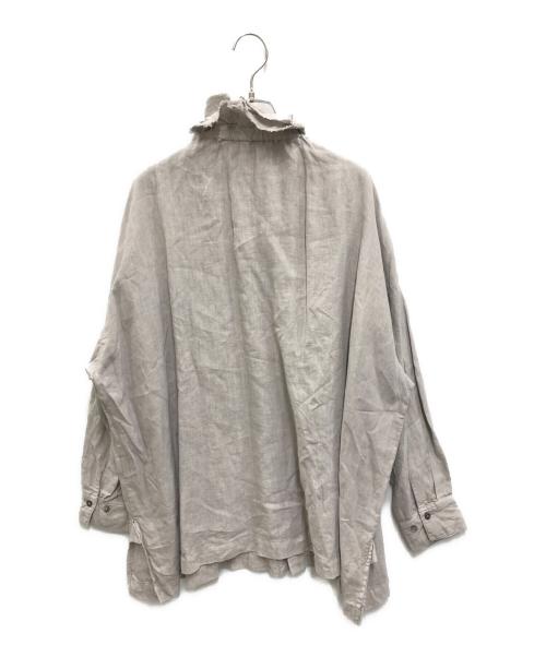 nest Robe（ネストローブ）nest Robe (ネストローブ) リネンピグメントダイダブルフリルカラーブラウス グレー サイズ:FREEの古着・服飾アイテム
