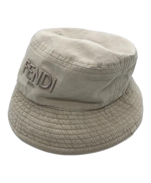 FENDI（フェンディ）FENDI (フェンディ) ロゴバケットハット ベージュの古着・服飾アイテム
