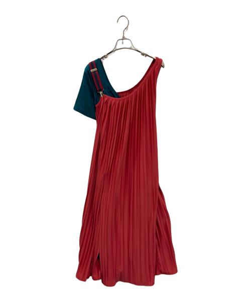 Maison MIHARA YASUHIRO（メゾン ミハラ ヤスヒロ）Maison MIHARA YASUHIRO (メゾン ミハラ ヤスヒロ) Tシャツドッキングワンピース グリーン×レッド サイズ:40の古着・服飾アイテム