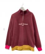 FRED PERRYフレッドペリー）の古着「ハーフジップフリースプルオーバー」｜ボルドー