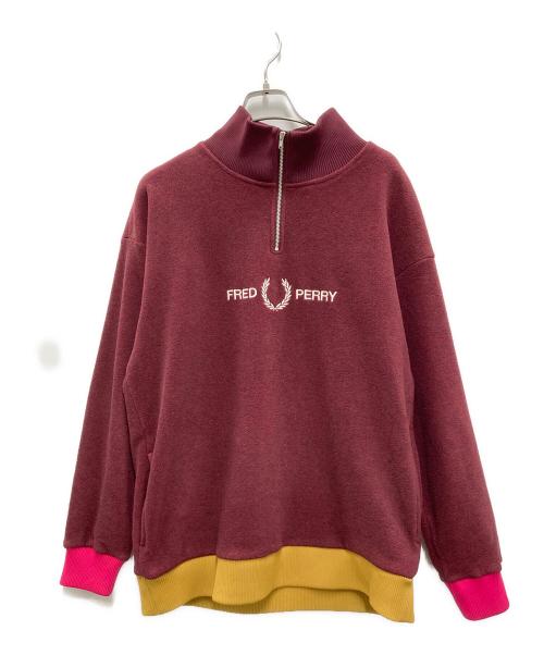 FRED PERRY（フレッドペリー）FRED PERRY (フレッドペリー) ハーフジップフリースプルオーバー ボルドー サイズ:Mの古着・服飾アイテム