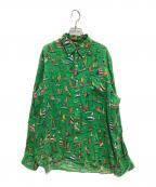 RALPH LAURENラルフローレン）の古着「総柄リネンシャツ」｜グリーン