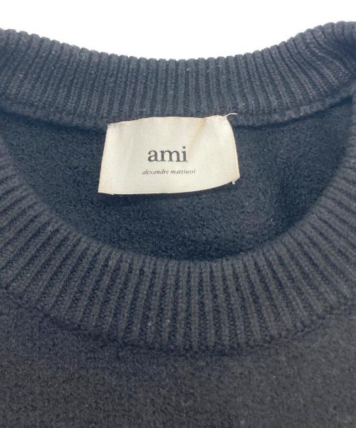 ami（アミ）ami (アミ) ハートロゴウールニット ブラック サイズ:Lの古着・服飾アイテム