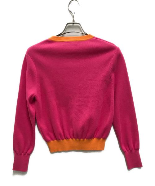 CABAN（キャバン）CABaN (キャバン) コットンカシミヤ バイカラークルーネックカーディガン ショッキングピンク サイズ:FREEの古着・服飾アイテム