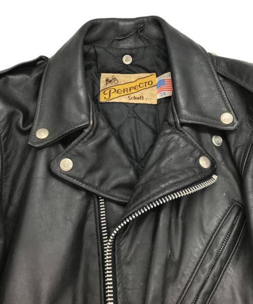 Schott（ショット）Schott (ショット) ダブルライダースジャケット ブラック サイズ:36の古着・服飾アイテム