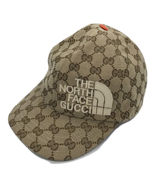 GUCCI（グッチ）GUCCI (グッチ) THE NORTH FACE (ザ ノース フェイス) GGキャンバス ロゴ刺繍ベースボールキャップ ベージュ サイズ:SIZE Mの古着・服飾アイテム