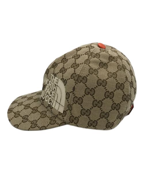 GUCCI（グッチ）GUCCI (グッチ) THE NORTH FACE (ザ ノース フェイス) GGキャンバス ロゴ刺繍ベースボールキャップ ベージュ サイズ:SIZE Mの古着・服飾アイテム