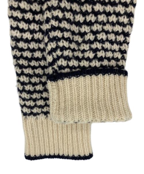 BONCOURA（ボンクラ）BONCOURA (ボンクラ) シェットランドウール ポップコーンセーター ホワイト×ブラック サイズ:36の古着・服飾アイテム