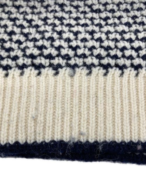 BONCOURA（ボンクラ）BONCOURA (ボンクラ) シェットランドウール ポップコーンセーター ホワイト×ブラック サイズ:36の古着・服飾アイテム