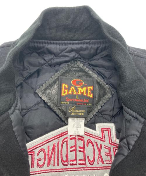 GAME SPORTSWEAR（ゲームスポーツウェア）GAME Sportswear (ゲームスポーツウェア) ［古着］スタジャン ブラック サイズ:Lの古着・服飾アイテム