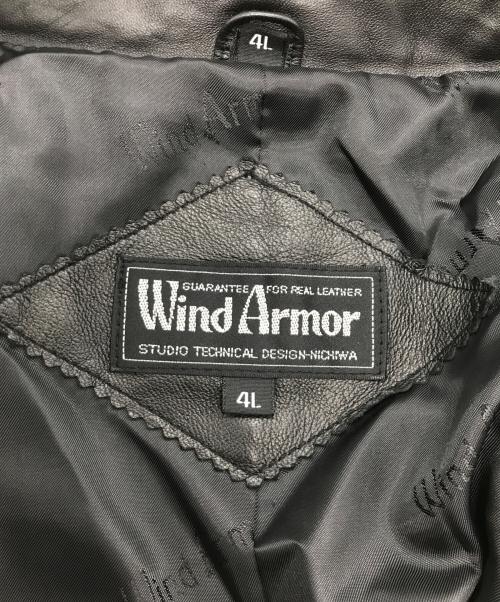 Wind Armor（ウィンドアーマー）Wind Armor (ウィンドアーマー) ［古着］レザーステンカラーコート ブラック サイズ:4Lの古着・服飾アイテム