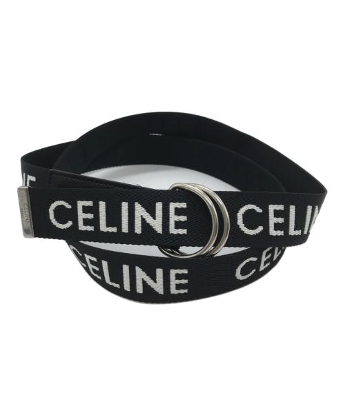 CELINE（セリーヌ）CELINE (セリーヌ) Medium Double Ring Belt in Jacquard Textile and Calfskin  ブラックの古着・服飾アイテム