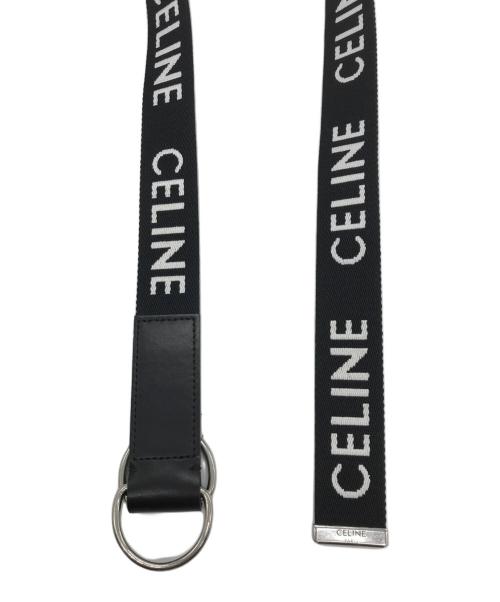 CELINE（セリーヌ）CELINE (セリーヌ) Medium Double Ring Belt in Jacquard Textile and Calfskin  ブラックの古着・服飾アイテム