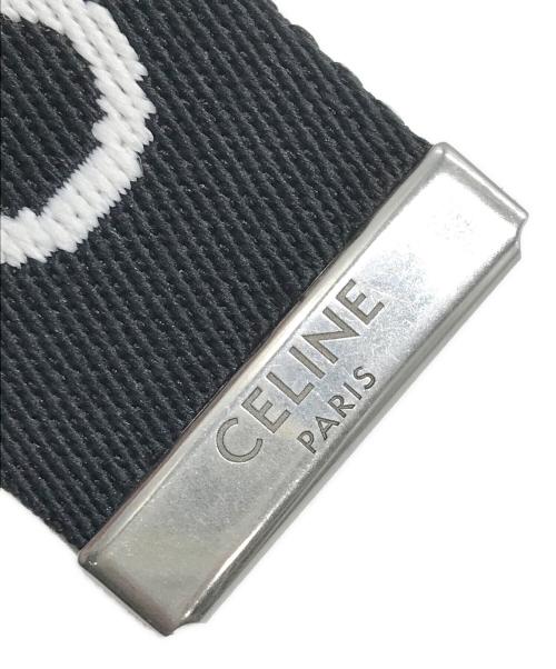 CELINE（セリーヌ）CELINE (セリーヌ) Medium Double Ring Belt in Jacquard Textile and Calfskin  ブラックの古着・服飾アイテム