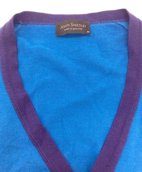 JOHN SMEDLEY（ジョンスメドレー）JOHN SMEDLEY (ジョンスメドレー) PURE NEW WOOL CARDIGAN ブルー サイズ:Mの古着・服飾アイテム