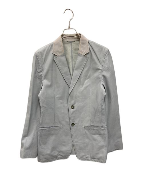 JIL SANDER（ジルサンダー）JIL SANDER (ジルサンダー) レザーテーラードジャケット グレー サイズ:48の古着・服飾アイテム