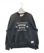 SUPREME×WTAPSシュプリーム×ダブルタップス）の古着「コラボクルーネックスウェット」｜ブラック