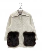 DRAWERドゥロワー）の古着「ウールファーポケットジャケット」｜アイボリー