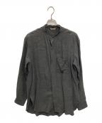 AURALEEオーラリー）の古着「LINEN GABARDINE BAND COLLAR SHIRT」｜ブラック