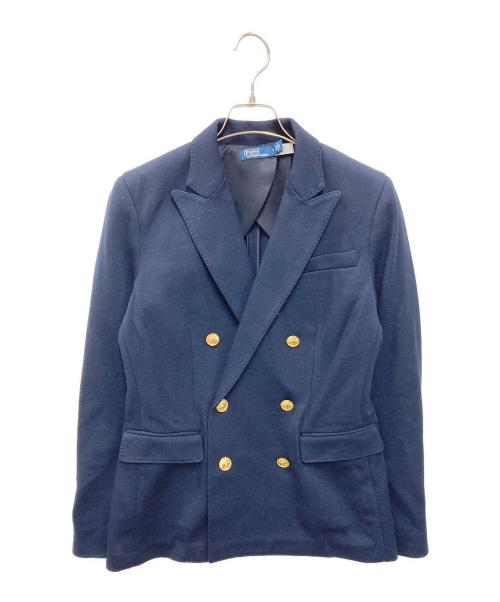 POLO RALPH LAUREN（ポロ・ラルフローレン）POLO RALPH LAUREN (ポロ・ラルフローレン) ニット ダブルブレステッド ブレザー ネイビー サイズ:2の古着・服飾アイテム