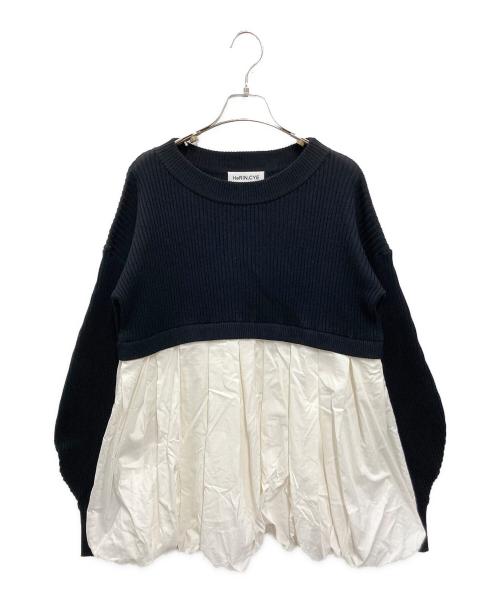 HeRIN.CYE（ヘリンドットサイ）HeRIN.CYE (ヘリンドットサイ) Tuck balloon knit tops ブラック×ホワイト サイズ:FREEの古着・服飾アイテム