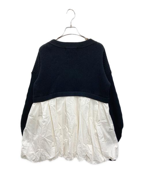 HeRIN.CYE（ヘリンドットサイ）HeRIN.CYE (ヘリンドットサイ) Tuck balloon knit tops ブラック×ホワイト サイズ:FREEの古着・服飾アイテム