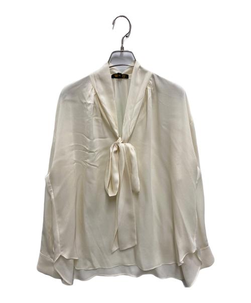 DRAWER（ドゥロワー）Drawer (ドゥロワー) シルク ジョーゼットリボン ブラウス ホワイト サイズ:36の古着・服飾アイテム