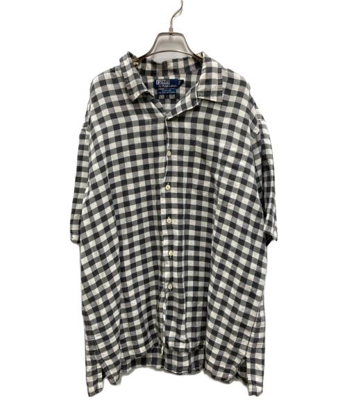 POLO RALPH LAUREN（ポロ・ラルフローレン）POLO RALPH LAUREN (ポロ・ラルフローレン) チェックオープンカラー半袖シャツ ホワイト×ブラック サイズ:XLの古着・服飾アイテム