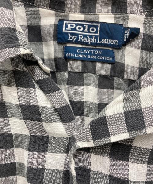 POLO RALPH LAUREN（ポロ・ラルフローレン）POLO RALPH LAUREN (ポロ・ラルフローレン) チェックオープンカラー半袖シャツ ホワイト×ブラック サイズ:XLの古着・服飾アイテム
